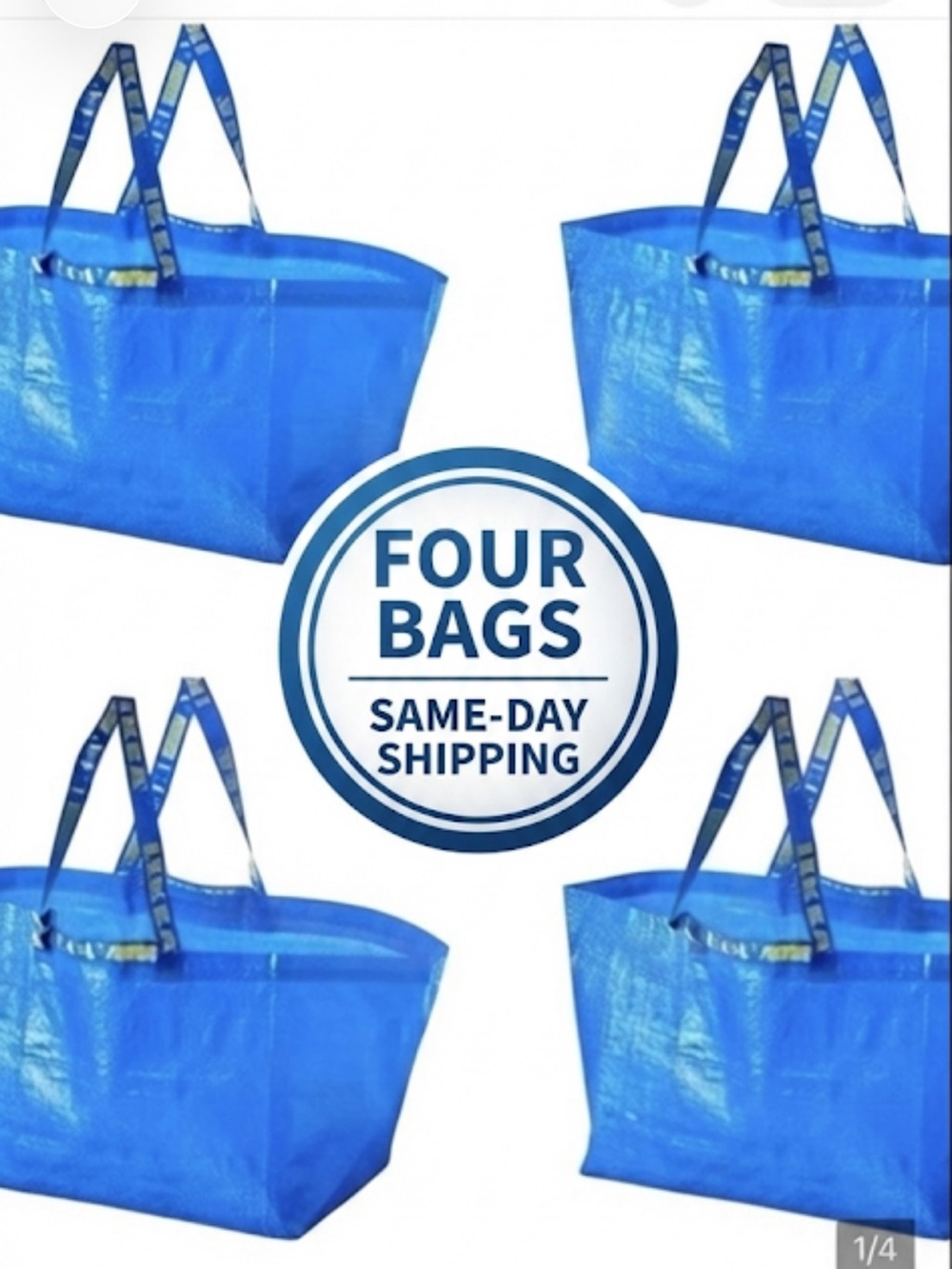 IKEA frakta reusable huge blue bags, four bags included